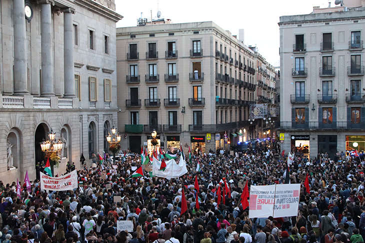 Unes 1.200 persones s’apleguen a Barcelona per denunciar el “genocidi” a Gaza i exigir l’alto el foc “immediat”
