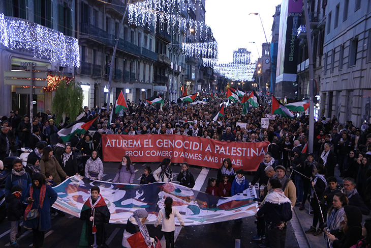 Unes 2.300 persones es manifesten al centre de Barcelona per reclamar la fi del “genocidi” a Palestina