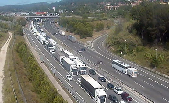 La caiguda d’un arbre a l’AP-7 a Subirats provoca més de 6 km de retencions