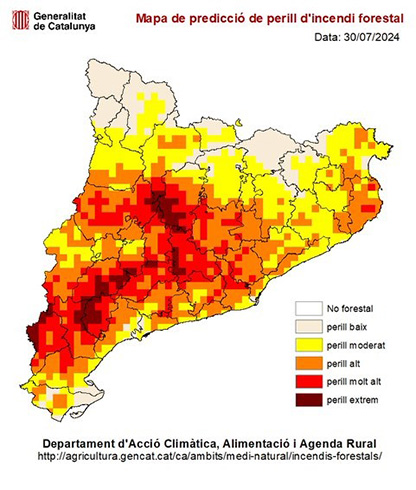 Quinze municipis de l’Alt Penedès entren al nivell 3 del Pla Alfa per l’alt risc d’incendis forestals